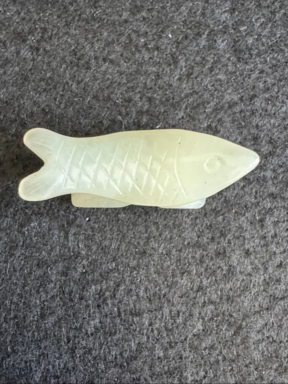 VTG Hand Carved Pale Jade Fish Chopstick Knife Rest Set of 10 Chinese